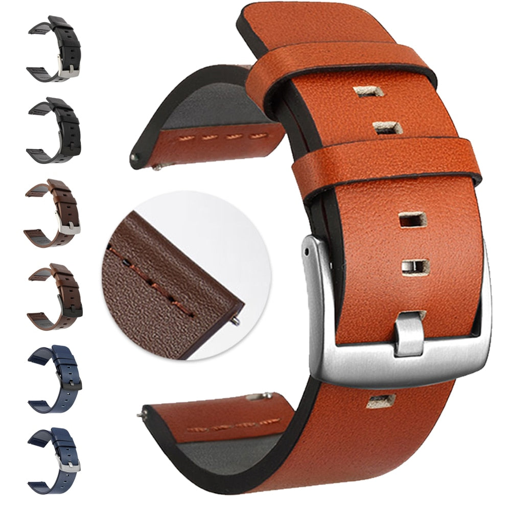 20 22mm Watch Band for Samsung Galaxy Active Genuine Leather Watchband Gear s3 Gear Sport Watch Band Strap Steel Buckle - 200000127 Find Epic Store
