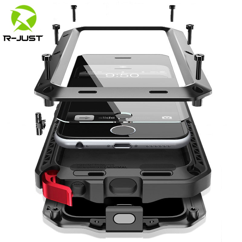 Black Color Case - Heavy Duty Protection Armor Metal Aluminum phone Case for iPhone 11 12 mini Pro XS MAX SE 2 XR X 6 6S 7 8 Plus Shockproof Cover - 380230 Find Epic Store