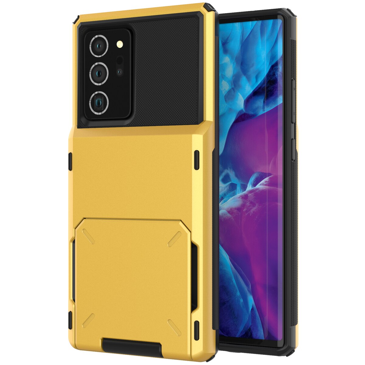 Armor Slide Wallet Cards Holder Phone Case For Samsung Galaxy A750/A8/A9/Note 8/Note 9/Note 20/Note 20 Ultra/S20/S20FE/S20 Ultra/S20 Plus Shockproof - 380230 for Galaxy A 750 / Yellow / China Find Epic Store