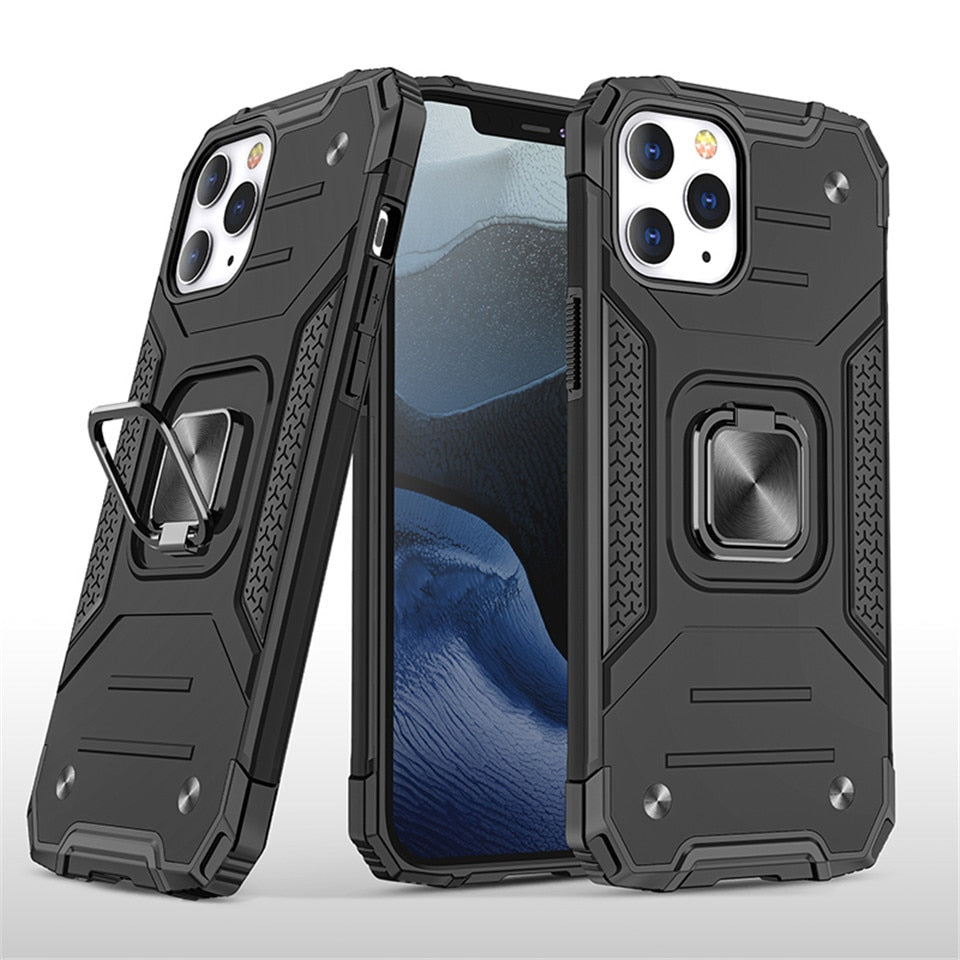 Cases For iPhone 12 Pro Max Shell Kickstand Silicone Shockproof Magnetic Car Holder Wireless Charging Phone Case For iPhone 12 - 380230 For iPhone 12 Mini / Black / United States Find Epic Store