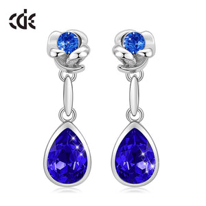 Jewelry Pink Crystals Rose Flower & Teardrop Statement Earrings - 200000168 Royal Blue / United States Find Epic Store