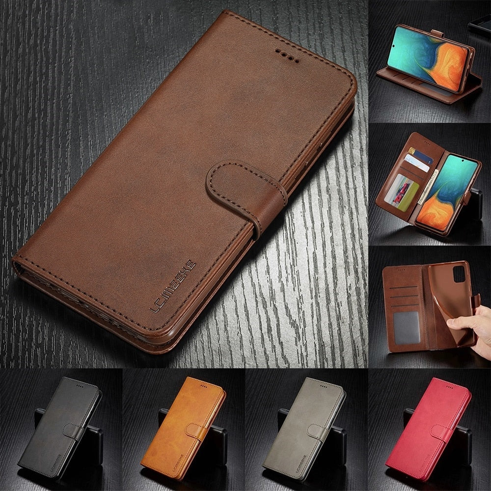 Grey Color Case - Leather Wallet Case for A52 S21 S20 Samsung Galaxy Note 20 Ultra FE S10 Plus A72 A52 A71 A51 5G A42 A32 A21s A11 Flip Cover A12 - 380230 Find Epic Store