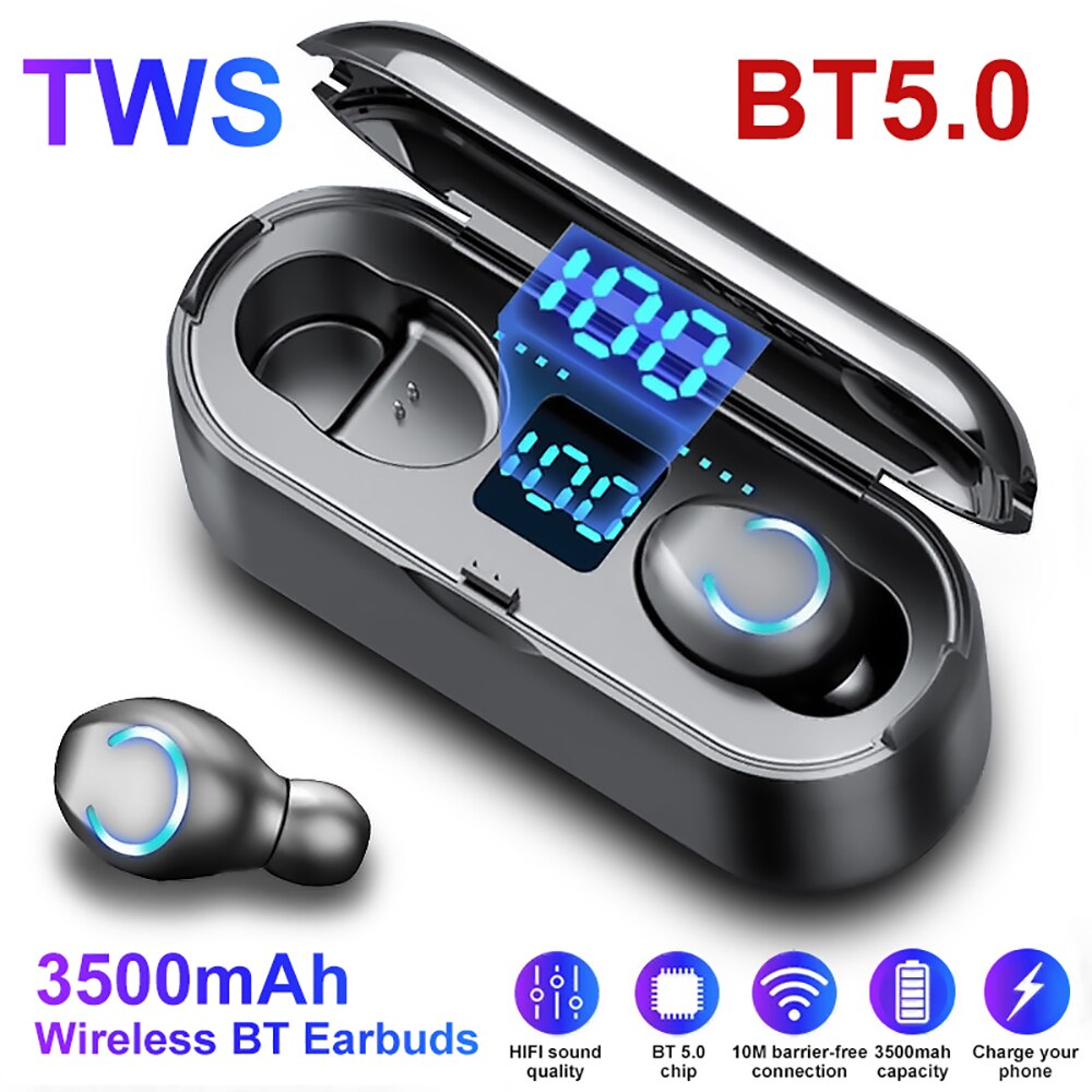 Bluetooth 5.0 Touch Control TWS Earphones CVC 8.0 Noise Reduction Wireless Earbuds Digital Display Earbuds 3500mAh Charging Box - 63705 Find Epic Store