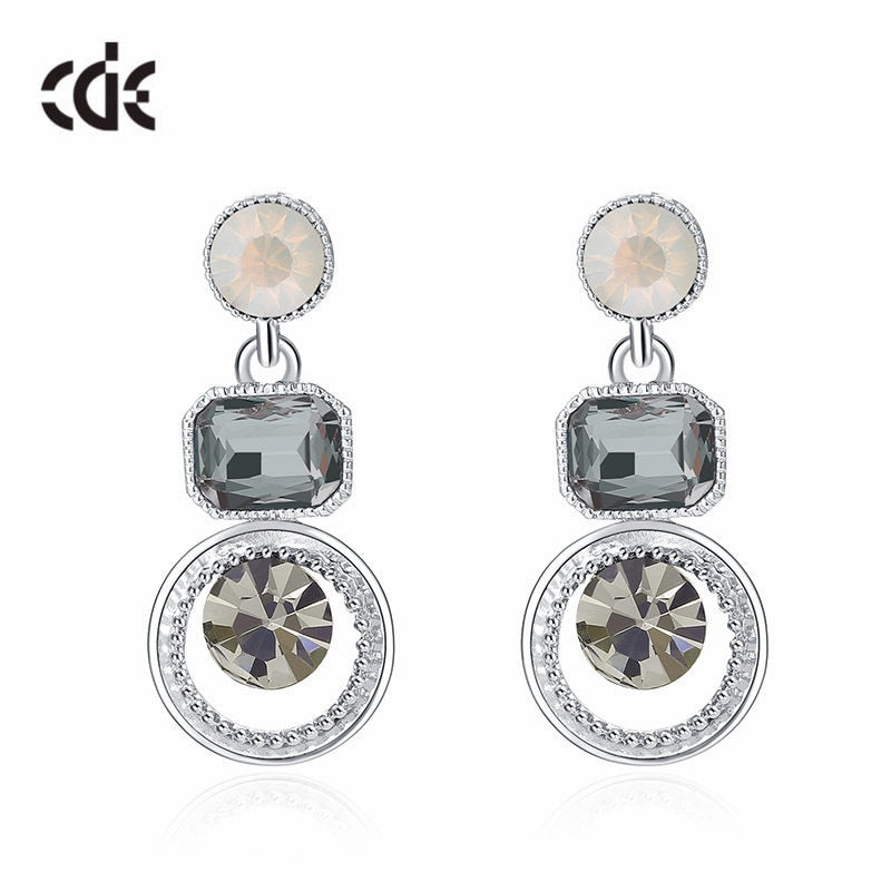 New Fashion Crystal Drop Earrings Circle Long Dangle Earrings - 200000168 Find Epic Store