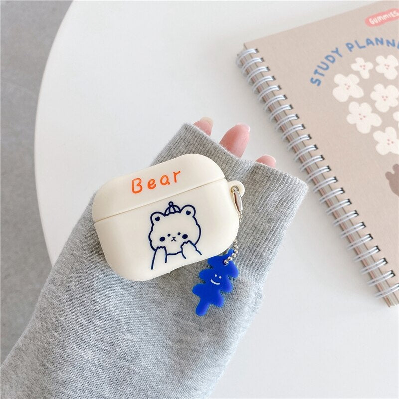 For airpods Pro Case protector fruit earphone Cover shell liquid silicone Case Anime dog Accessories for apple funny airpod Case - 200001619 United States / white bear Find Epic Store