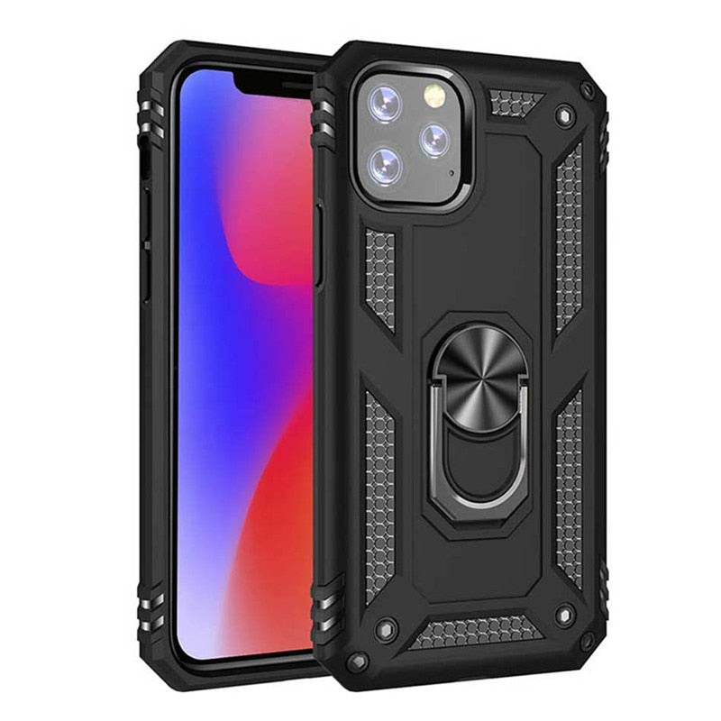 Luxury Armor Shockproof Phone Case For iphone 5 5S SE XS Max 11 Pro XR X 7 8 6 6s Plus Full Cover Car Magnetic Ring Bumper Cases - 380230 For iPhone 5 5S SE / Black Phone Case / United States Find Epic Store