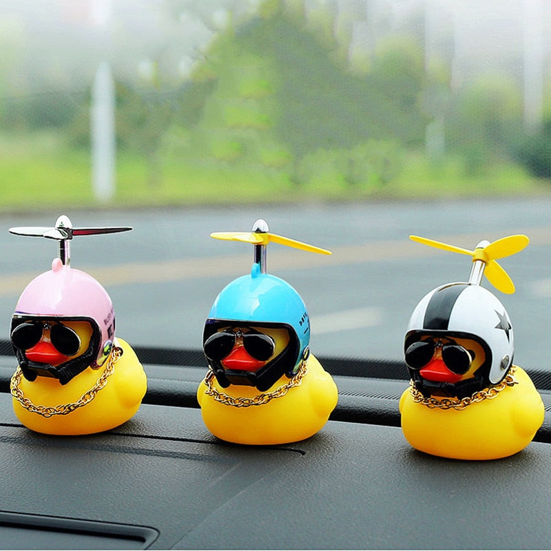 Car Goods Gift Broken Wind Helmet Small Yellow Duck Car Decoration Accessories Wind-breaking Wave-breaking Duck Cycling Decor bobble head - 200003311 Find Epic Store