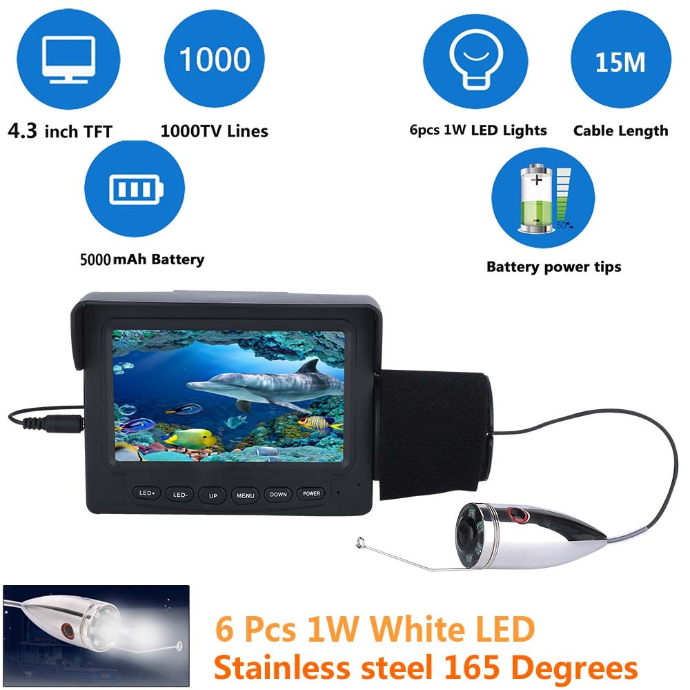 4.3 Inch 1200TVL Underwater Fish Finder Fishing Camera 12pcs White LEDs Camera Light Off Function Fishfinder IP68 - 0 Find Epic Store
