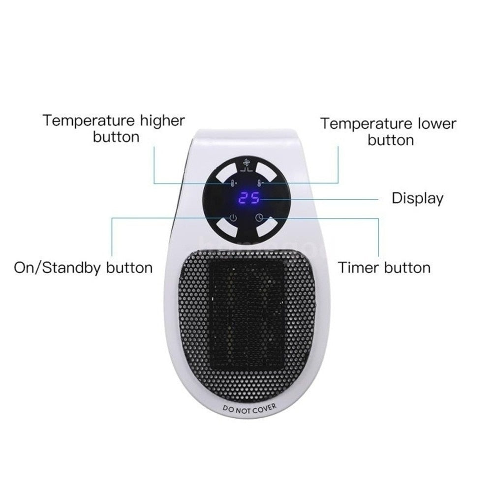 Portable Electric Heater 220V Safe Quiet Ceramic Fan Heater Plug In Air Warmer Wall-mounted Led Heater Stove Radiator Warm Hot - 100000129 Find Epic Store