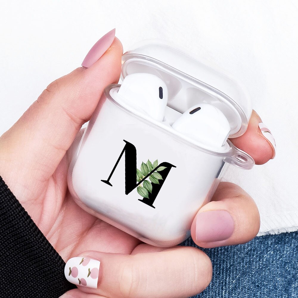 Art Floral Initial Letter Cover for Apple Airpods 2 1 Case Transparent Airpods Earphone Protector Case for airpods 2 transparent - 200001619 United States / M Find Epic Store