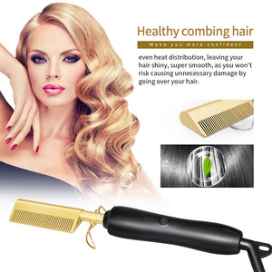 Flat Iron Hot Air Comb 2 in 1 Hair Dryer Brush Hair Curling Straightening Hair Straightener Hair Curler Wet & Dry Hair Styler - 200001211 Find Epic Store
