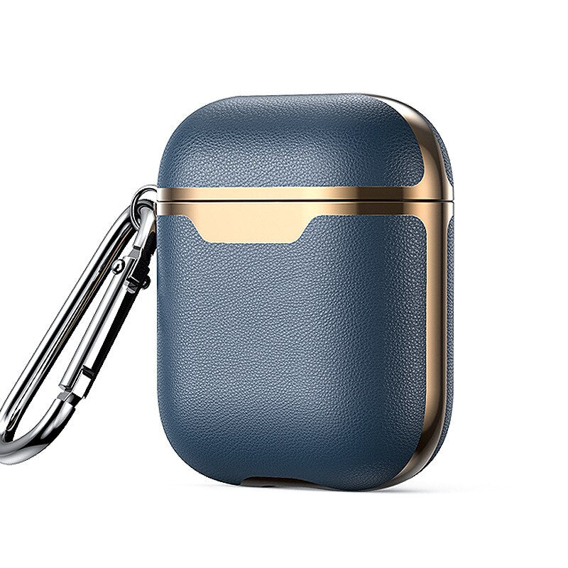For AirPods Pro Cases Successful people Portable Leather luxury Protector Cover Carabiner for Apple AirPods 1 2 Case Plated Gold - 200001619 United States / blue 2 1 Find Epic Store