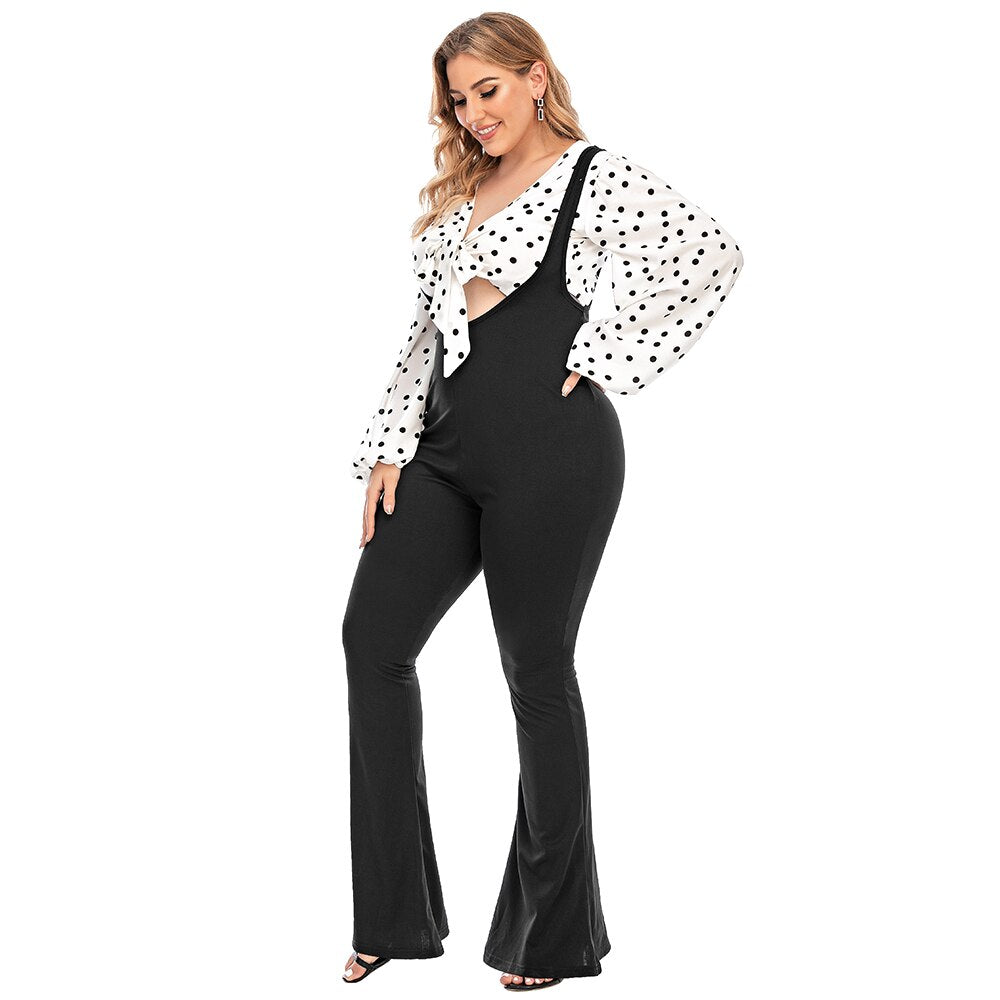 Puff Sleeve Crop Tops Bib Pants Two Piece Set - 201530602 Find Epic Store