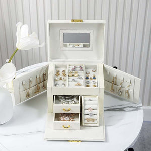 2021 Newly Jewelry Storage Box Large Capacity Portable Lock With Mirror Jewelry Storage Earrings Necklace Ring Jewelry Display - 200001479 Find Epic Store