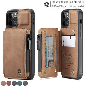 Coffee Color Case - Leather Wallet Case for iPhone 12 Mini 12 11 Pro XS Max SE 2020 8 7 Plus Zipper Purse Wallet Cover With Card Slot Phone Cases - 380230 Find Epic Store