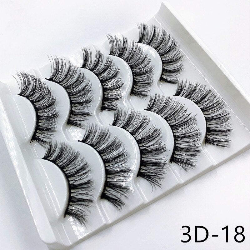 5 pairs 3d mink lashes handmade 3d lashes natural eye lashes makeup lashes extension - 200001197 3D-18 / United States Find Epic Store