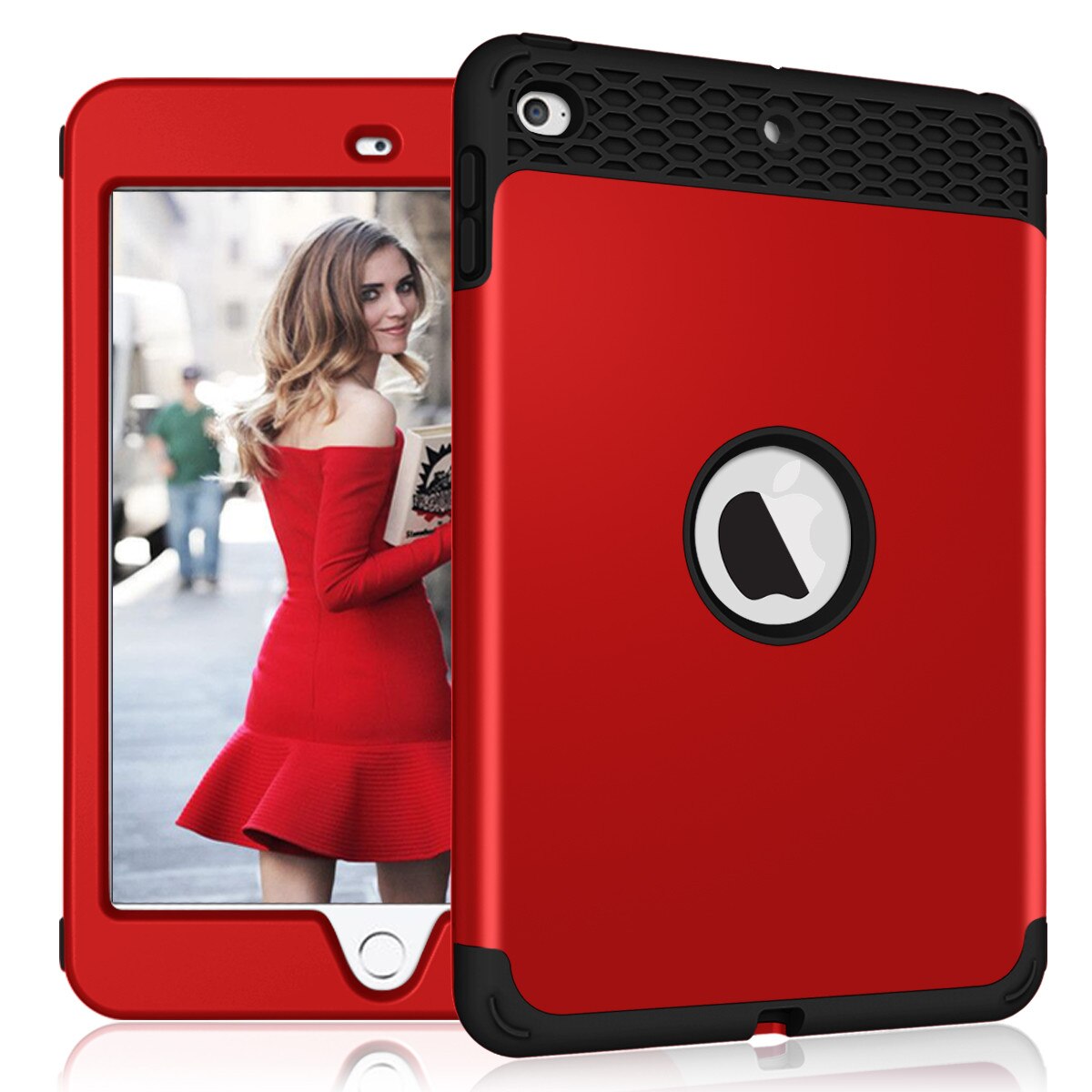 For Apple iPad Mini 4/5 Case, Heavy Duty Shockproof Hard Plastic Cover + Impact Resistant Silicone Rubber Protective Bumper Case - 200001091 Red Black / United States Find Epic Store