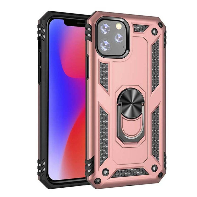 Luxury Armor Shockproof Phone Case For iphone 5 5S SE XS Max 11 Pro XR X 7 8 6 6s Plus Full Cover Car Magnetic Ring Bumper Cases - 380230 For iPhone 5 5S SE / Rose Gold Phone Case / United States Find Epic Store