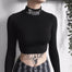 Black Bodycon Long Sleeve Crop Tops - 200000791 Find Epic Store