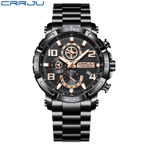 Top Brand Casual Sport Chronograph 316L Stainless Steel Wristwatch Big Dial Waterproof Quartz Clock - 0 Black Rose Find Epic Store