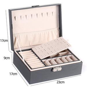 2021 New Double-Layer Velvet Jewelry Box European Jewelry Storage Box Large Space Jewelry Holder Gift Box - 200001479 United States / Gray Find Epic Store