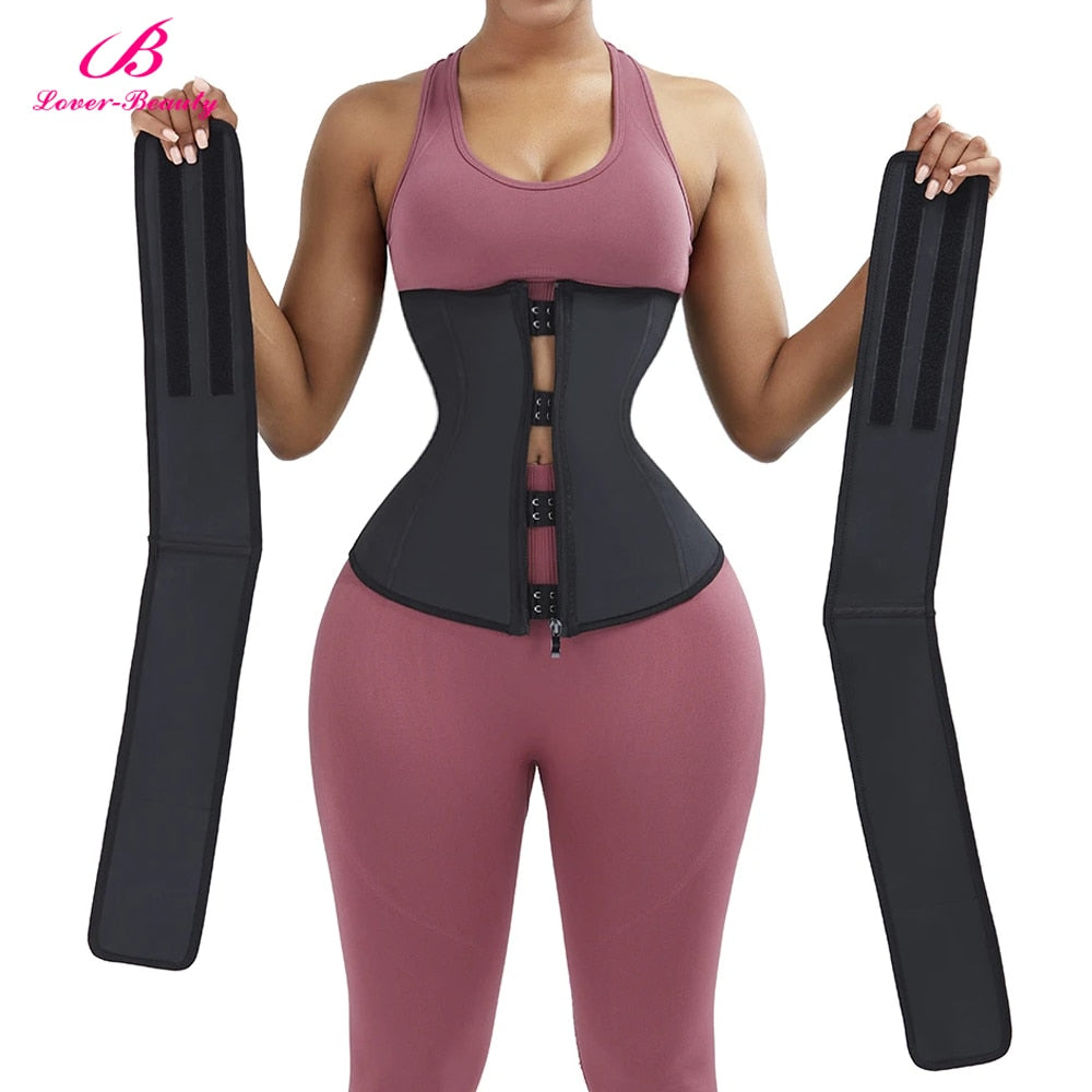 Women Latex Removable Double Starps Waist Trainer Trimmer Belt Body Shaper Cincher Slimming Belt High Compression Abdomen Belt - 31205 Find Epic Store