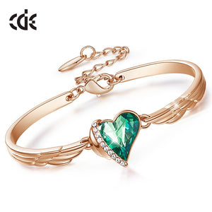 Luxury Brand Jewelry Angel Wings Rose Gold Bracelet Pink Heart Crystal Charm Bangles - 200000146 Green / United States Find Epic Store