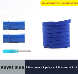 Highly Elastic Shoe Laces Flat Lock Color Shoe Accessories No Tie Shoelaces Magnetic Metal Suitable for All Shoes Lazy Shoelace - 3221015 Royal blue / United States / 100cm Find Epic Store