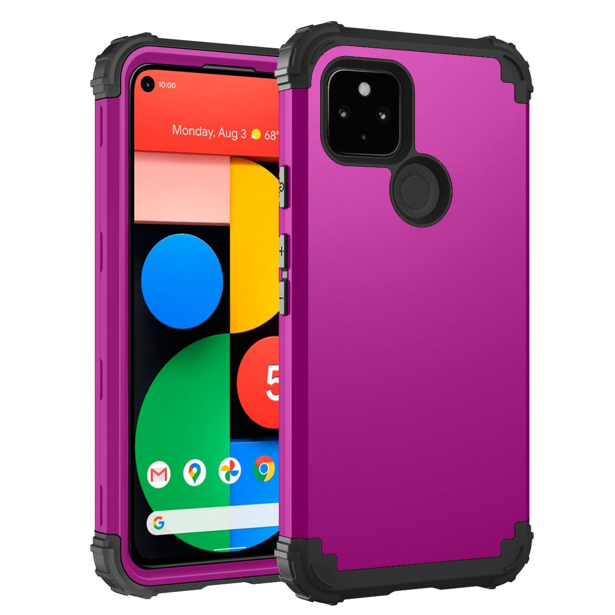 for Google Pixel 5 4 4XL 3 3A XL Shockproof Phone Cases ,PC+TPU 3-Layers Hybrid Full-Body Protect Anti-Knock Phone Shell - 380230 for Pixel 3 / purple / United States Find Epic Store