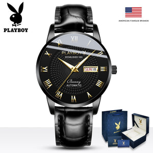 Play boy Brand Luxury Mechanical Watch - 200033142 full black Find Epic Store