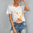 Tie Dye Fashion Pattern Short Twist Knot V-neck Off Shoulder T-shirt - 200000791 Find Epic Store