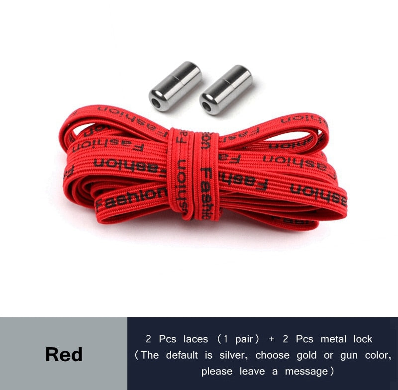 24 Colors Elastic Shoelaces Capsule Metal Suitable for All Universal Lazy Lace Man and Woman Shoes Sneakers No Tie Shoelace - 3221015 Red / United States / 100cm Find Epic Store