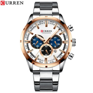 Watch Blue Dial Stainless Steel Band Date Mens Business Male Watches Waterproof Luxuries Men Wrist Watches for Men - 0 Silver white Find Epic Store