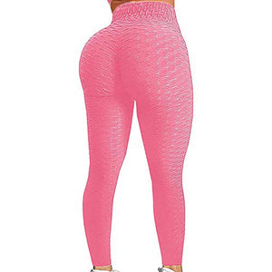 Women Ruched Butt Lift Leggings High Waist Yoga Pants Textured Scrunch Booty Workout Tights Running Fitness Leggings - 200000614 Pink / S / United States Find Epic Store