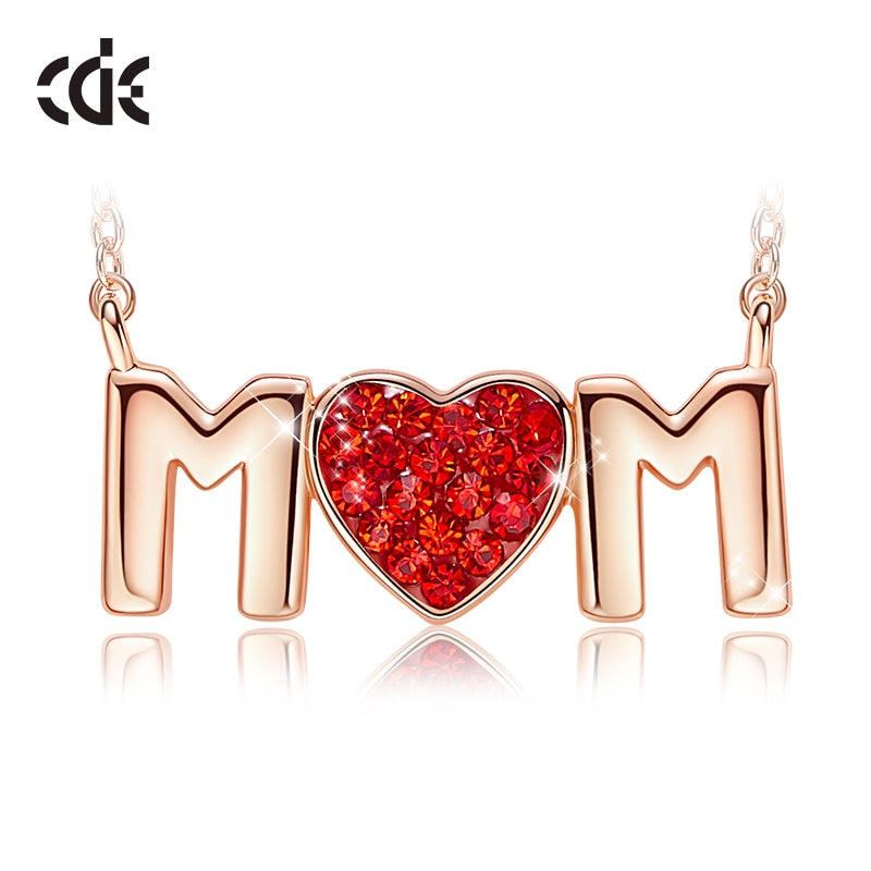 Fashion Women Jewelry MOM Choker Necklace with Red Crystal Heart Pendant - 200000162 Find Epic Store