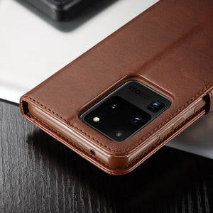 Brown Color Case - Leather Case for Samsung Galaxy S20 S21 Ultra Plus A71 A51 A41 Note 20 10 Plus A70 A50 A20 A20e S9 S8 Plus Wallet Flip Cover - 380230 Find Epic Store