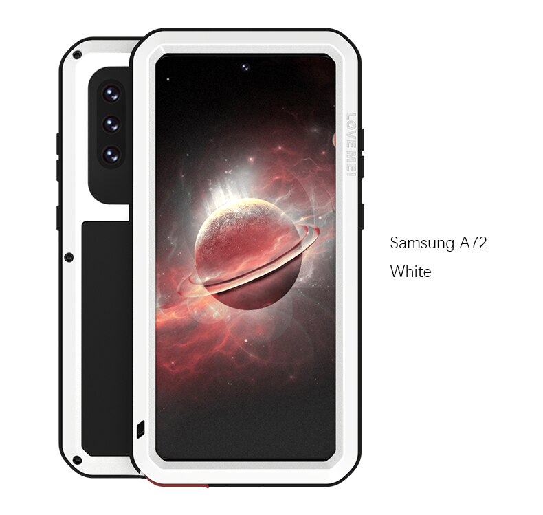 Samsung Galaxy A72 4G/5G Case, Aluminum Metal Gorilla Glass Shockproof - 380230 for Galaxy A72 / White / United States|NO Retail packaging Find Epic Store