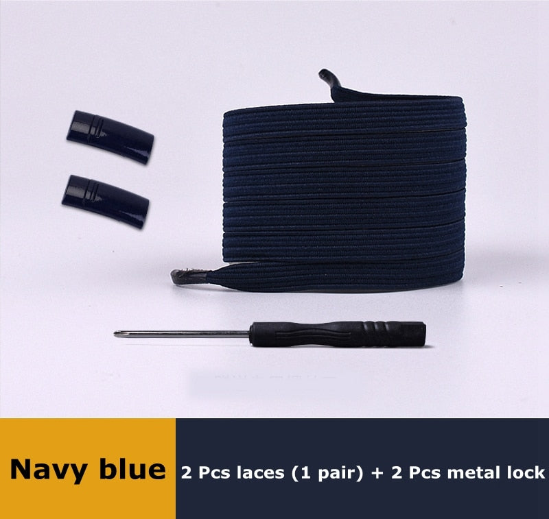 Elastic Shoelaces Metal lock Magnetic No Tie Shoelace Suitable for all shoes Child adult walking Sneakers Lazy Laces 1 Pair - 3221015 Navy blue / United States / 100cm Find Epic Store