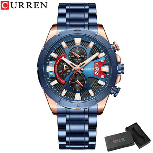 Top Brand Luxury Fashion Watches Men's Casual Quartz Wristwatch Business Watch Men Stainless Steel Waterproof Male Clock - 0 blue box Find Epic Store