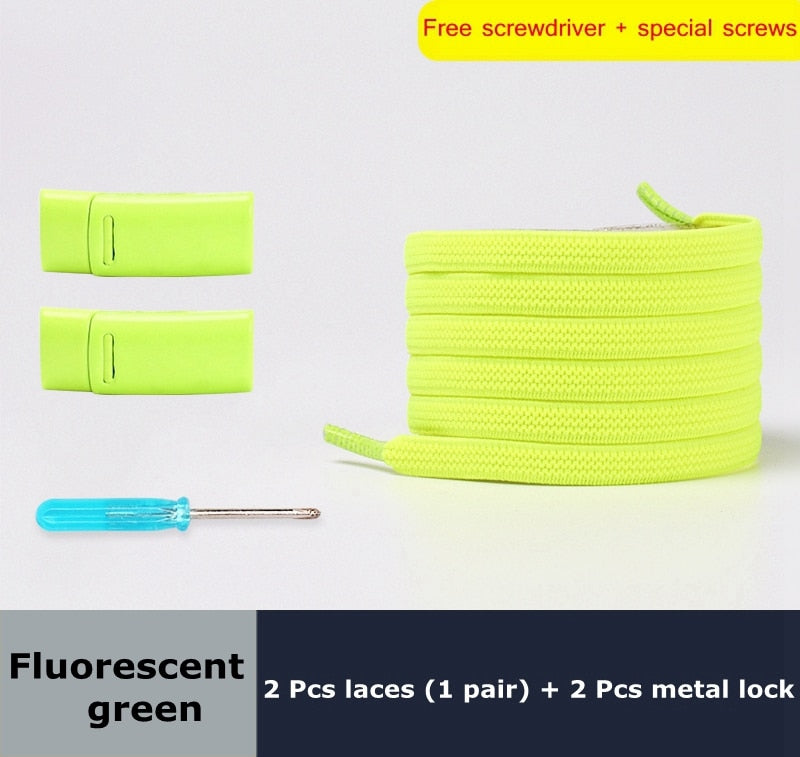 Magnetic Lock Elastic Shoelaces Flat Of Sneakers No tie Shoe Laces Metal locking Easy to put on and take off Lazy Shoelace - 3221015 Fluorescent green / United States / 100cm Find Epic Store