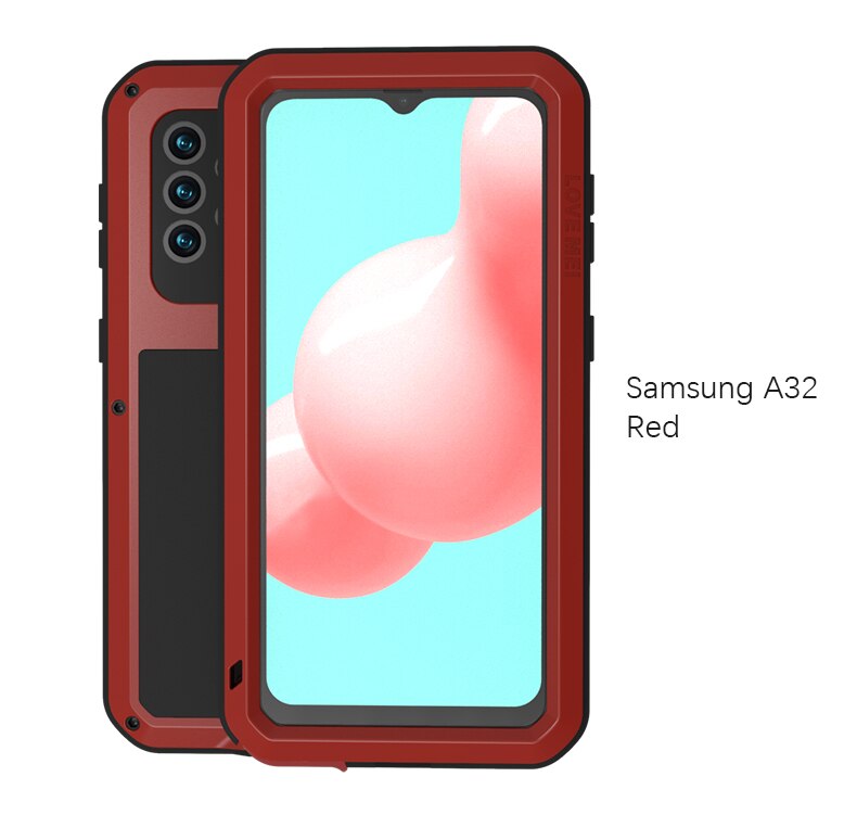 Samsung Galaxy A32, Aluminum Metal Gorilla Glass Shockproof Military Heavy Duty Case - 380230 for Galaxy A32 5G / Red / United States|NO Retail packaging Find Epic Store