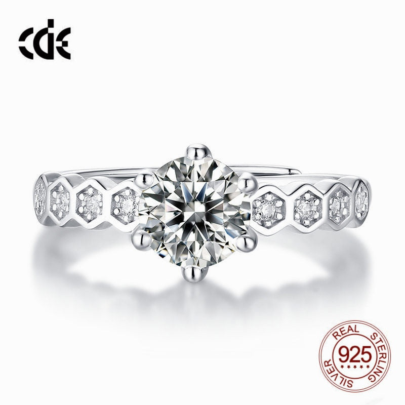Delicate 0.5 CT 1CT Round Cut Diamond Ring 925 Sterling Silver Wedding Engagement Ring for Women Fine Jewelry - 200001701 Find Epic Store