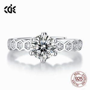 Delicate 0.5 CT 1CT Round Cut Diamond Ring 925 Sterling Silver Wedding Engagement Ring for Women Fine Jewelry - 200001701 Find Epic Store