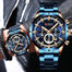 Watch Blue Dial Stainless Steel Band Date Mens Business Male Watches Waterproof Luxuries Men Wrist Watches for Men - 0 Find Epic Store