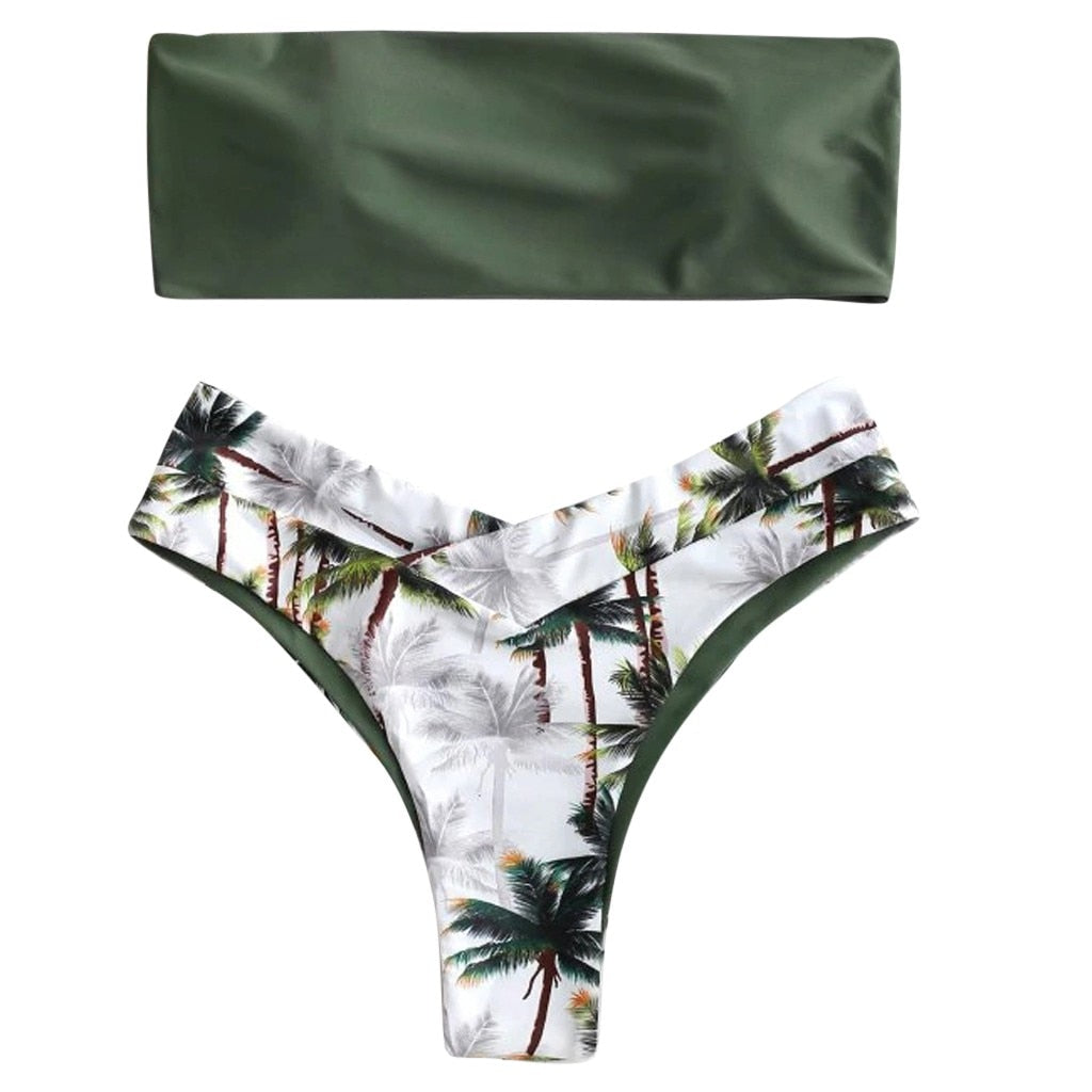 Brazilian Coconut Print Padded Swimwear - 200000598 green / S / United States Find Epic Store