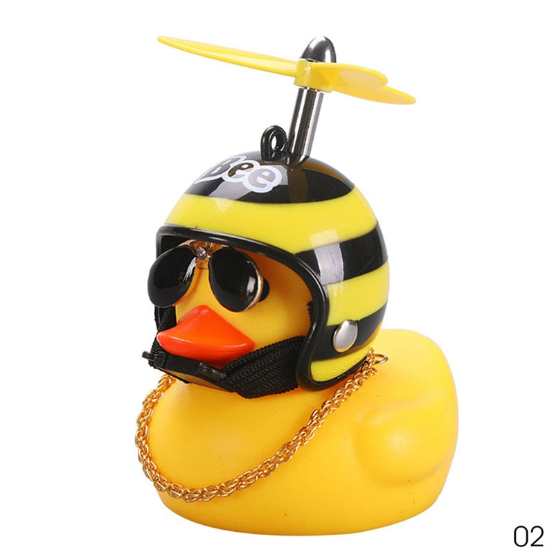 Car Goods Gift Broken Wind Helmet Small Yellow Duck Car Decoration Accessories Wind-breaking Wave-breaking Duck Cycling Decor bobble head - 200003311 B Find Epic Store