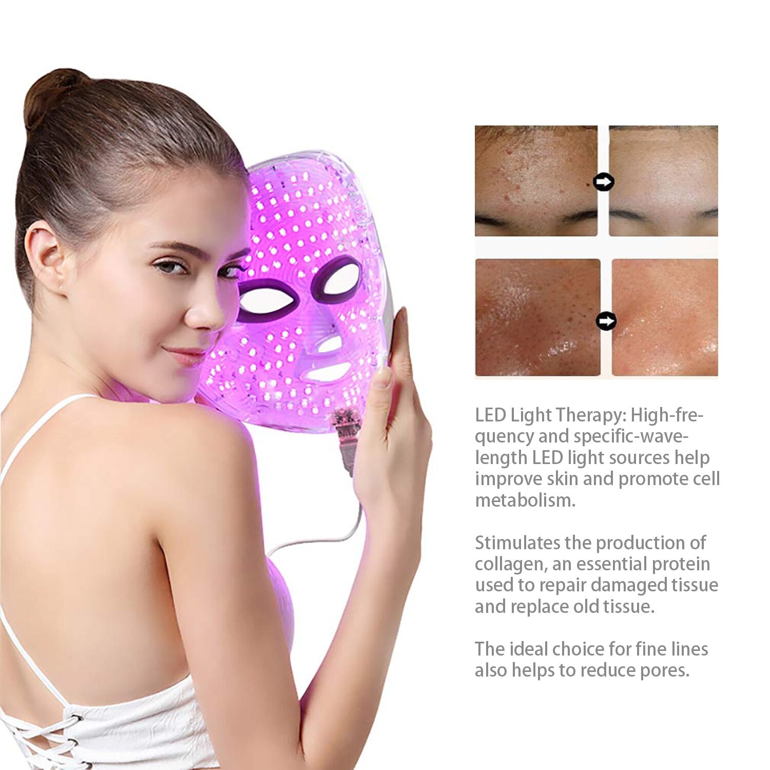 Electric Rejuvenation Photon 7 Colors Light Mask Therapy Wrinkle Acne Tighten Skin Tool Beauty Facial Machine Dropshipping 2021 - 200190144 Find Epic Store