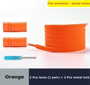 Magnetic Lock Elastic Shoelaces Flat Of Sneakers No tie Shoe Laces Metal locking Easy to put on and take off Lazy Shoelace - 3221015 Orange / United States / 100cm Find Epic Store