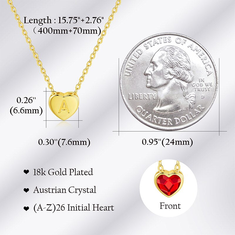 26 Letter Heart Pendant Necklace Jewelry Red Crystals from Swarovski Fashion Trend Necklace for Girl Gift Colar Vermelho - 200000162 Find Epic Store