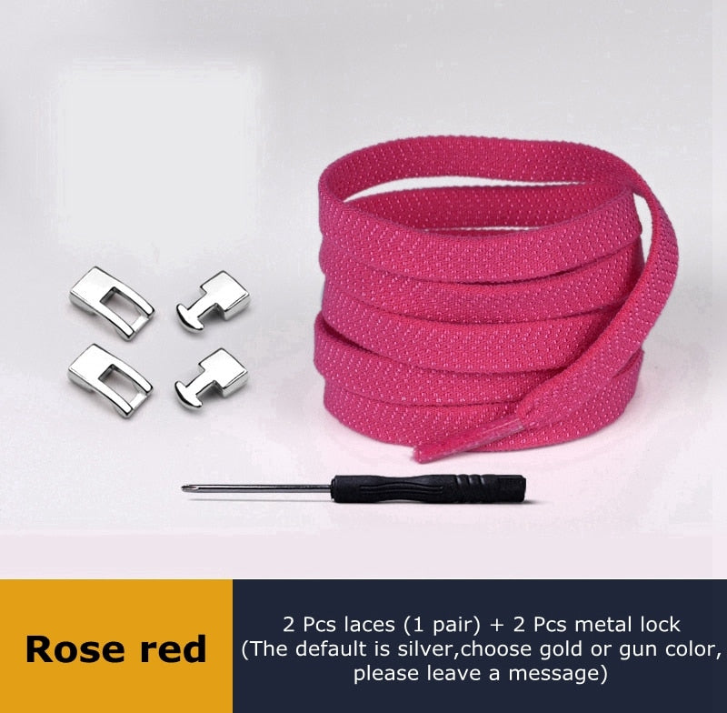 Cross Buckle Lock Elastic Shoelaces 1 Second Quick Quality Metal No Tie Shoelace Kids Adult Leisure Sneakers Flat Lazy Laces - 3221015 Rose red / United States / 100cm Find Epic Store